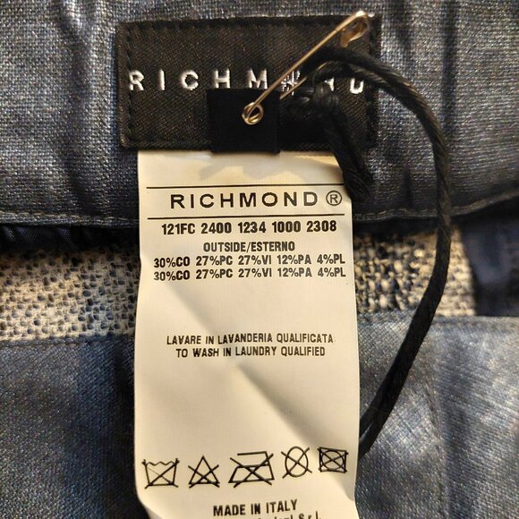 Richmond Light & Dark Blue Tweed Mini Skirt w/ Zipper Waist Band Sz 42 NWT - Picture 10 of 12